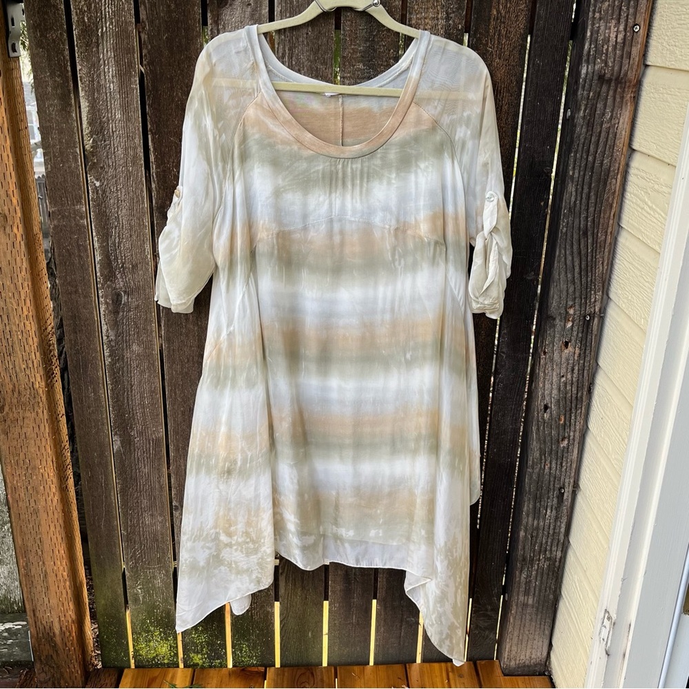 Scandal Made In Italy Silk Blend Flowy Tunic Dress In Sz L